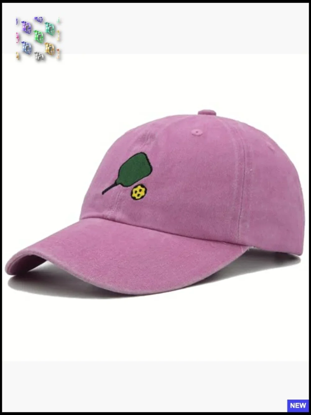 Pickleball Hat Adjustable Embroidered Baseball Cap Unisex Sporty Outdoor